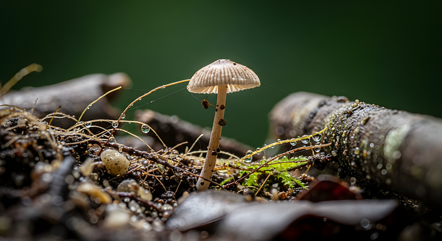 夏末杉林的湿苔菌菇与小橘猫，后来想起总带着软暖余韵