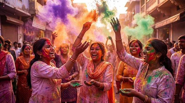 洒红节亲友欢聚时的家常食：暖香裹着彩粉的烟火温度
