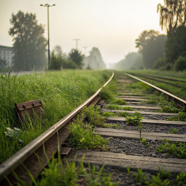 夕照铁轨平野 忽然想起许多年前赶车的细碎往事