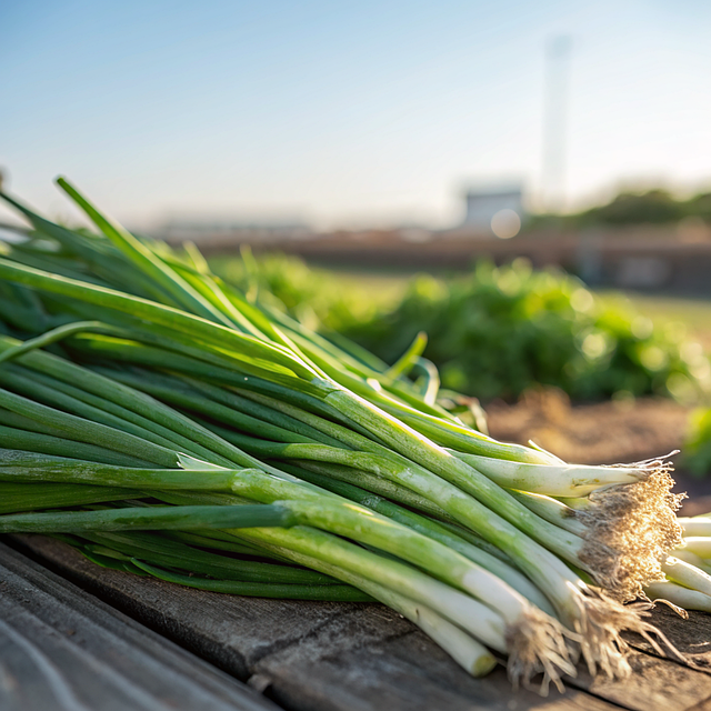 初夏清晨独守半亩菜园，指尖沾着露气碰过鲜绿的葱叶