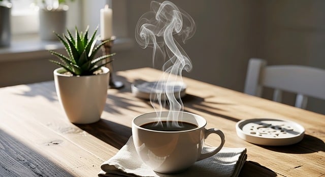 晨间窗影落在木桌拿铁杯，捕捉光影里的细碎小生命