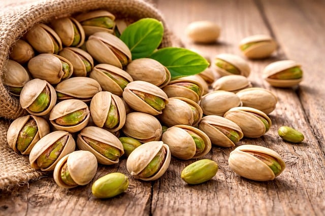 午后暖调柔光里 木质桌面堆着满满开心果的松弛时刻