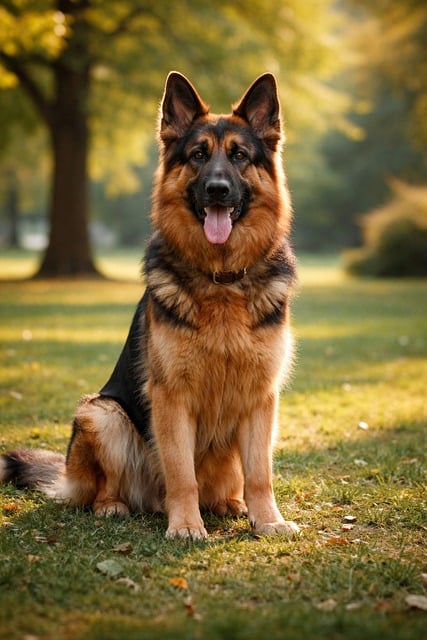 午后暖阳洒进厨房，德牧乖乖蹲在桌边陪着主人备餐